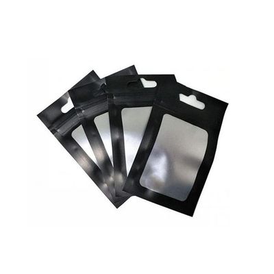 Besonders gedruckte Kunststoff-Geruchsschutz schwarze Ziplock-Cookies Verpackung Mylar-Tasche mit frontalen transparenten Fenster DHL kostenlos