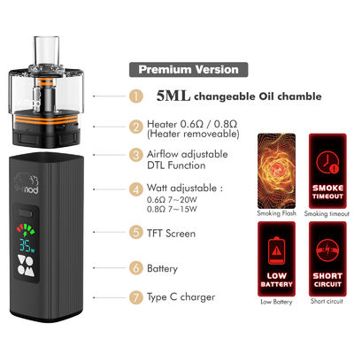 E-Cigarette Starter Kits Rechargeable E Cigarette 5.0ml Tank 1000mAh Battery